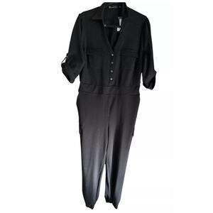 black pants romper/jumpsuit by NY&C (New York & Company). Jumpsuits Size L